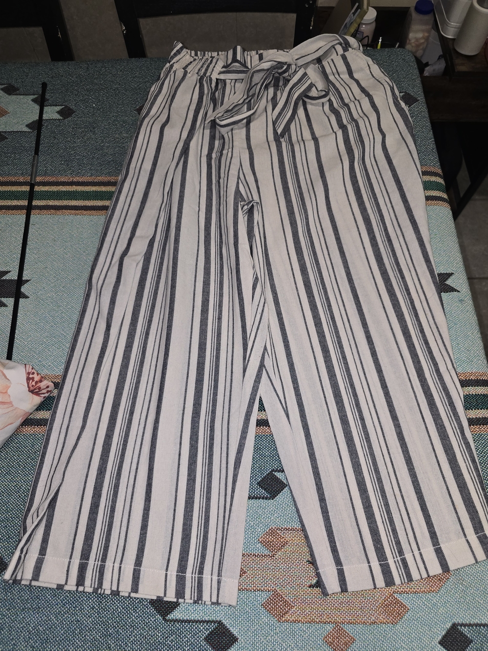 Ci Sono White and Black Striped Wide Leg Pants